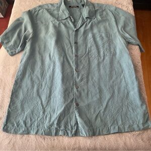 Brandini Men's Blue Short Sleeve Shirt 100% silk light blue
